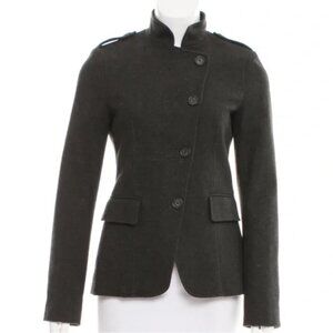 Theory asymmetrical button front military dark gray wool pea coat